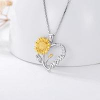 925s Mom Sunflower Heart Necklace