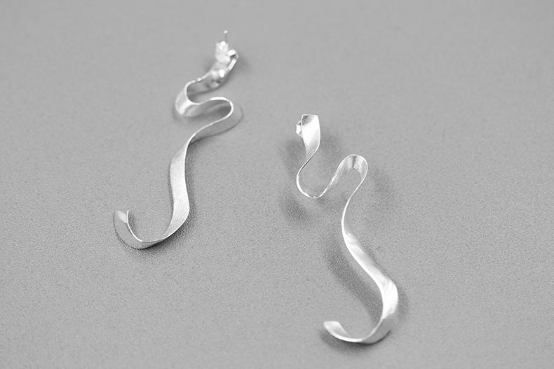 S925 Silver and Gold Ribbon Earrings