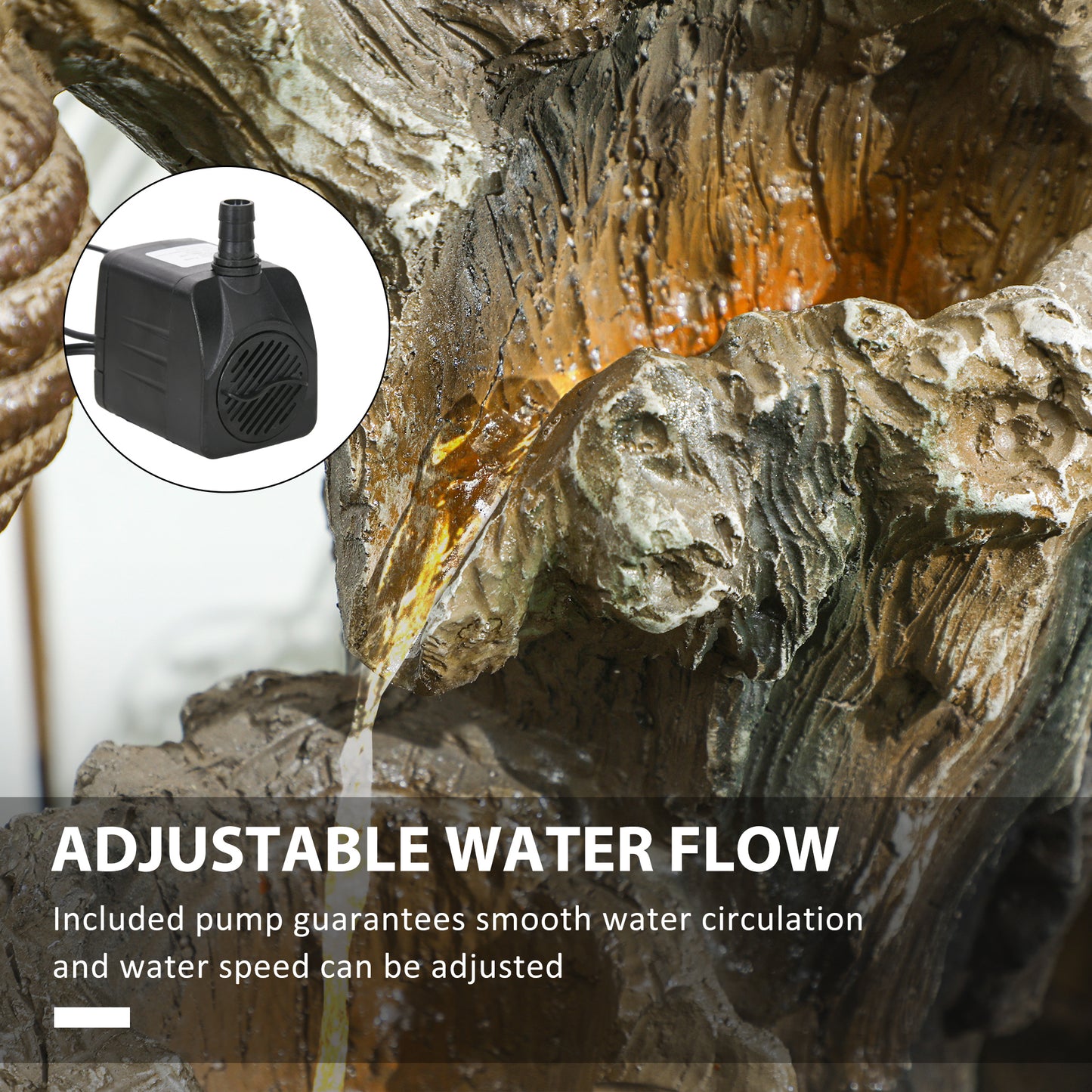 3-Tier Bears & Honey Beehive r Waterfall Fountain w/ LED Lights