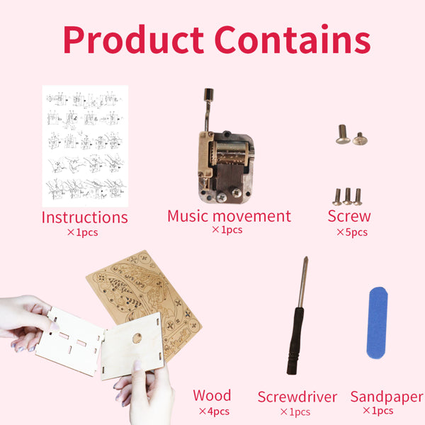 3D Wooden 67 pc Butterfly Music Box Puzzle