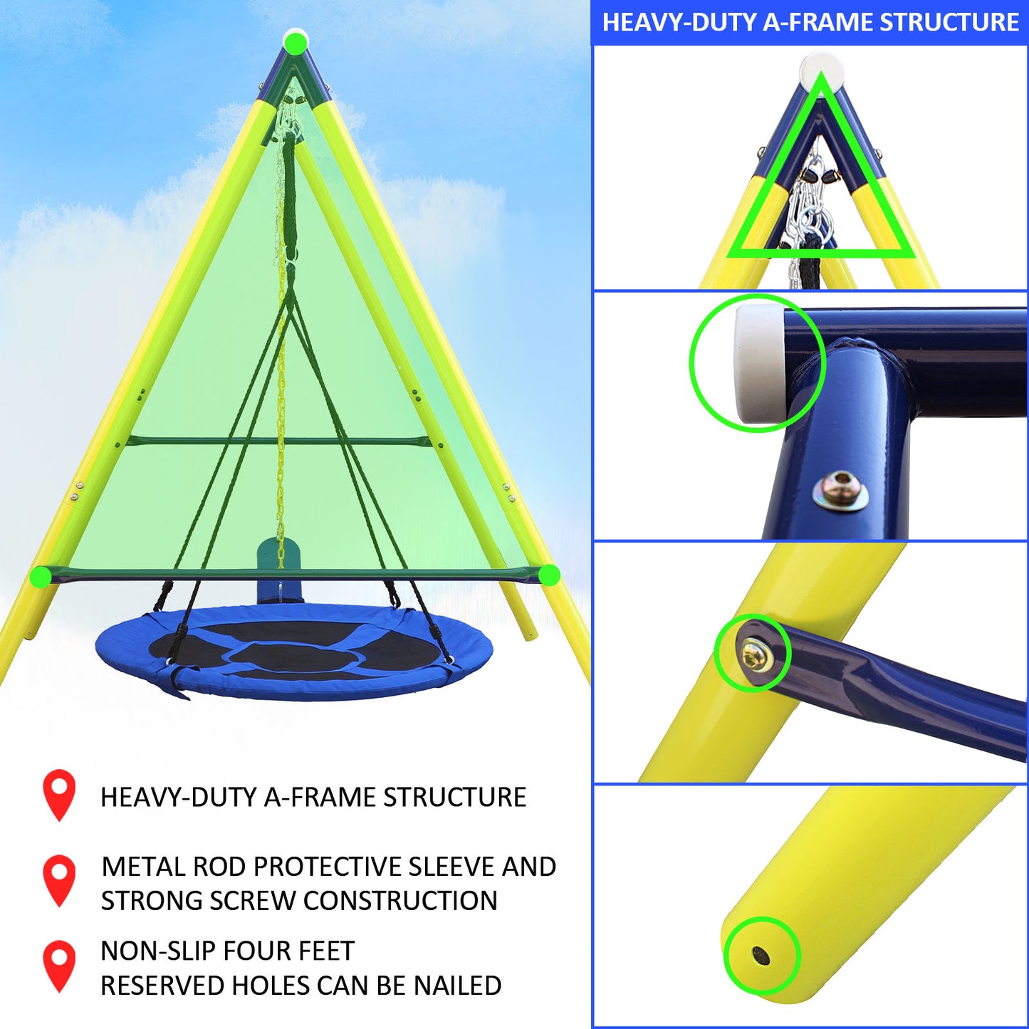 A-Frame Hammock & Belt Swing Set