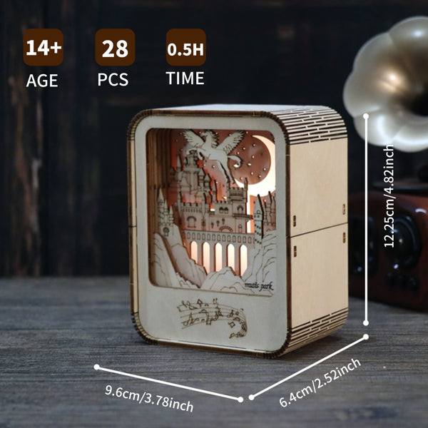 3D Wooden Puzzles Mini 28pc Pegasus Music Night Light Box