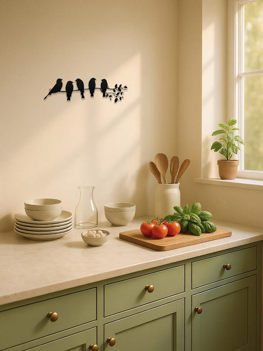 Silhouette - Birds On A Branch Wall Art