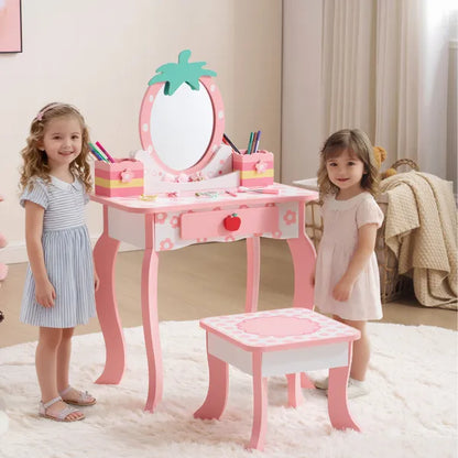 Kid's Vanity Desk Set w/Apple Accents
