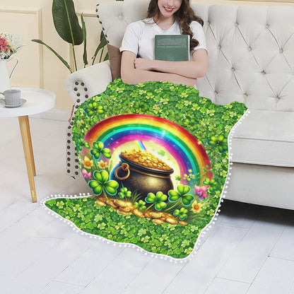 St. Pat's Lucky Pom Pom Fringe Blanket