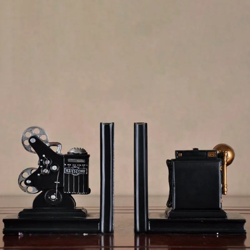 Retro Camera and Movie Film Projector Bookends