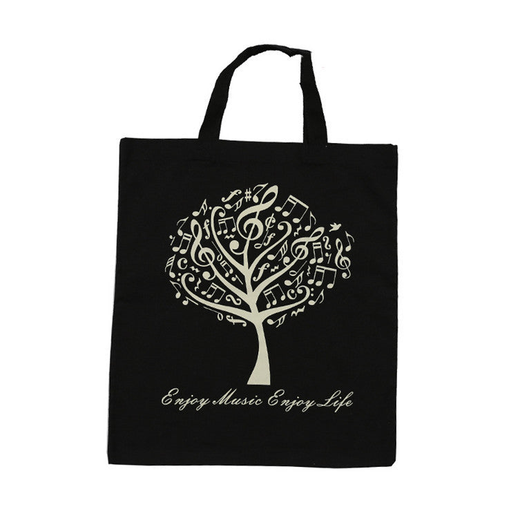 DEBBIE IDEA  Piano Musical Note Tree Bear Movement Cotton Handy Eco Sheet Music Bag