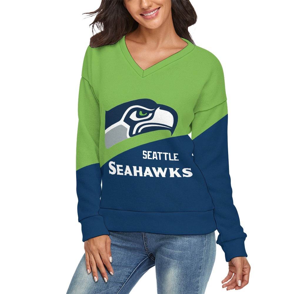 Women's V-Neck Seattle Seahawk Sweater - Shop Jobie