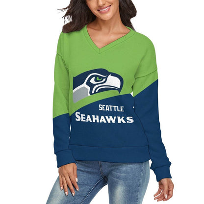 Women's V-Neck Seattle Seahawk Sweater - Shop Jobie
