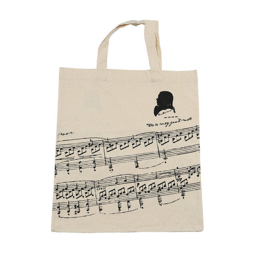 DEBBIE IDEA  Piano Musical Note Tree Bear Movement Cotton Handy Eco Sheet Music Bag