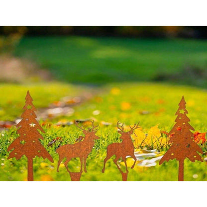 Silhouette -  4-pc Metal Deer & Tree Sculpture Set