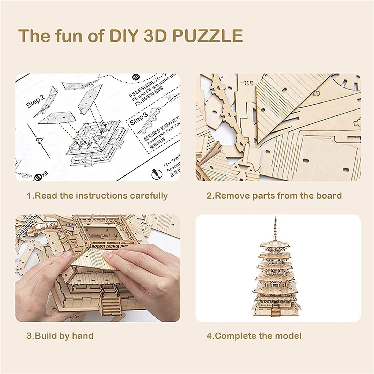 3D Wooden Puzzle - 275pc Storied Pagoda
