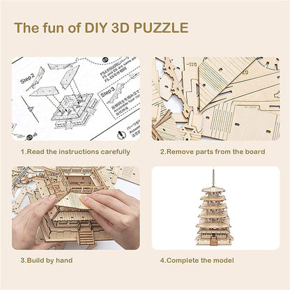 3D Wooden Puzzle - 275pc Storied Pagoda