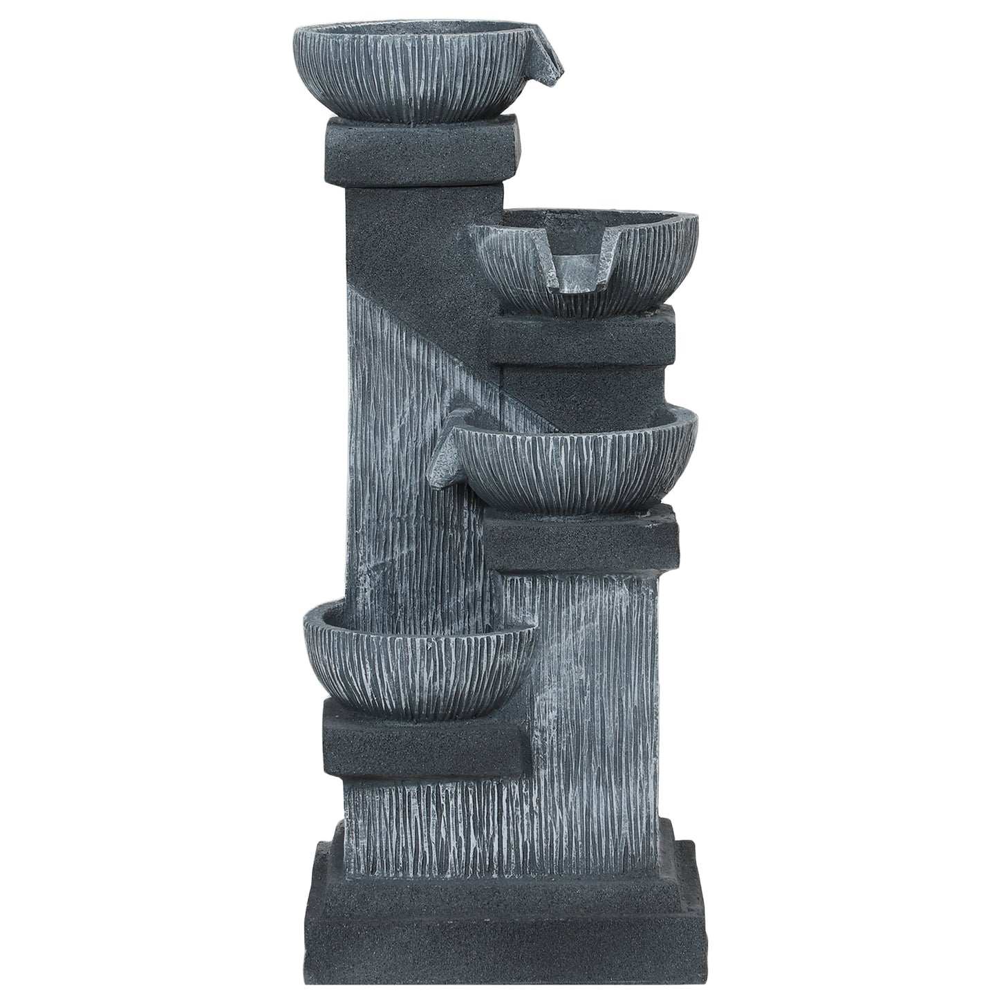 4-Tier Cascading Bowls Waterfall Fountain with LED Lights