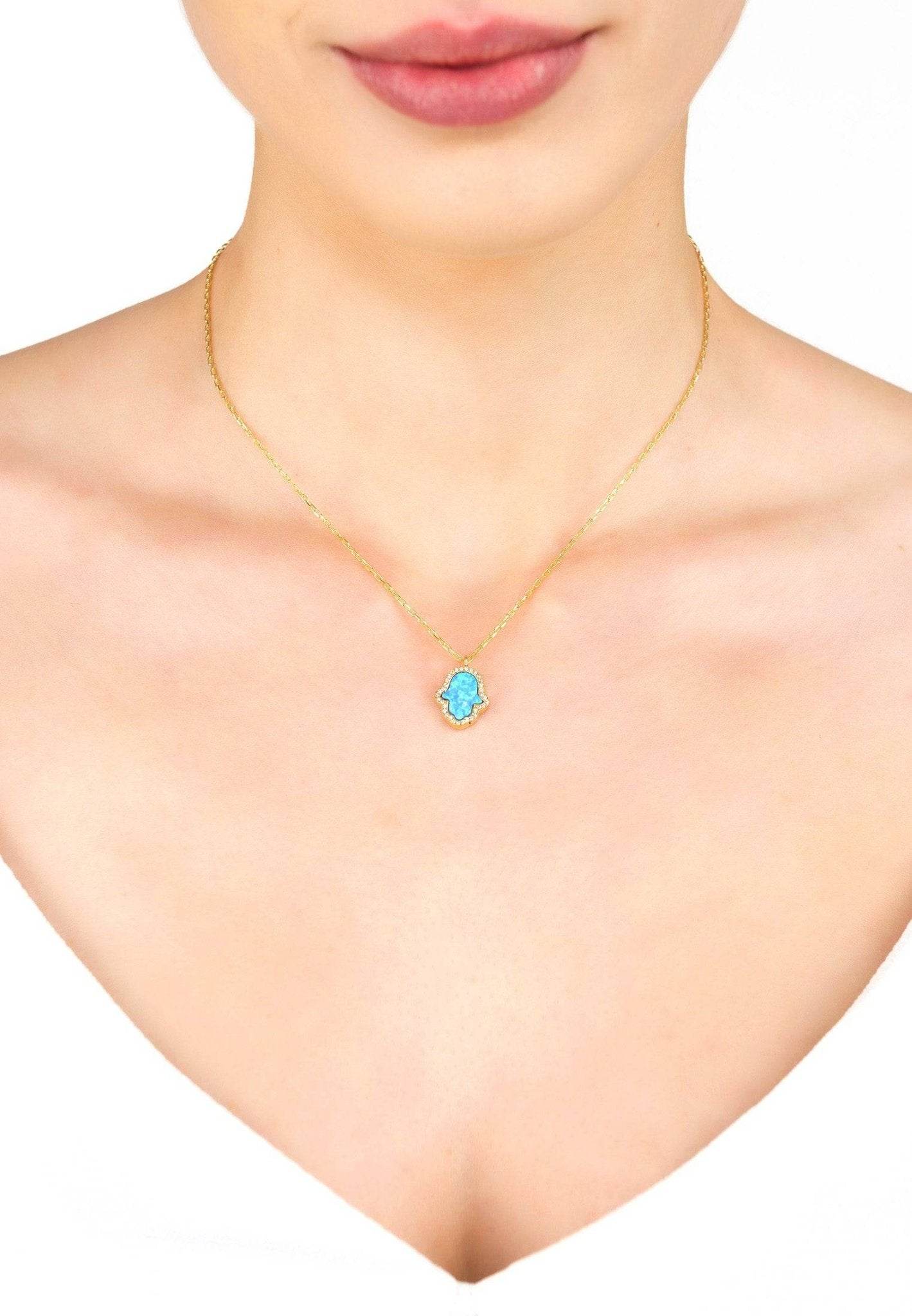 925S Hamsa Opalite Turquoise Necklace - Shop Jobie