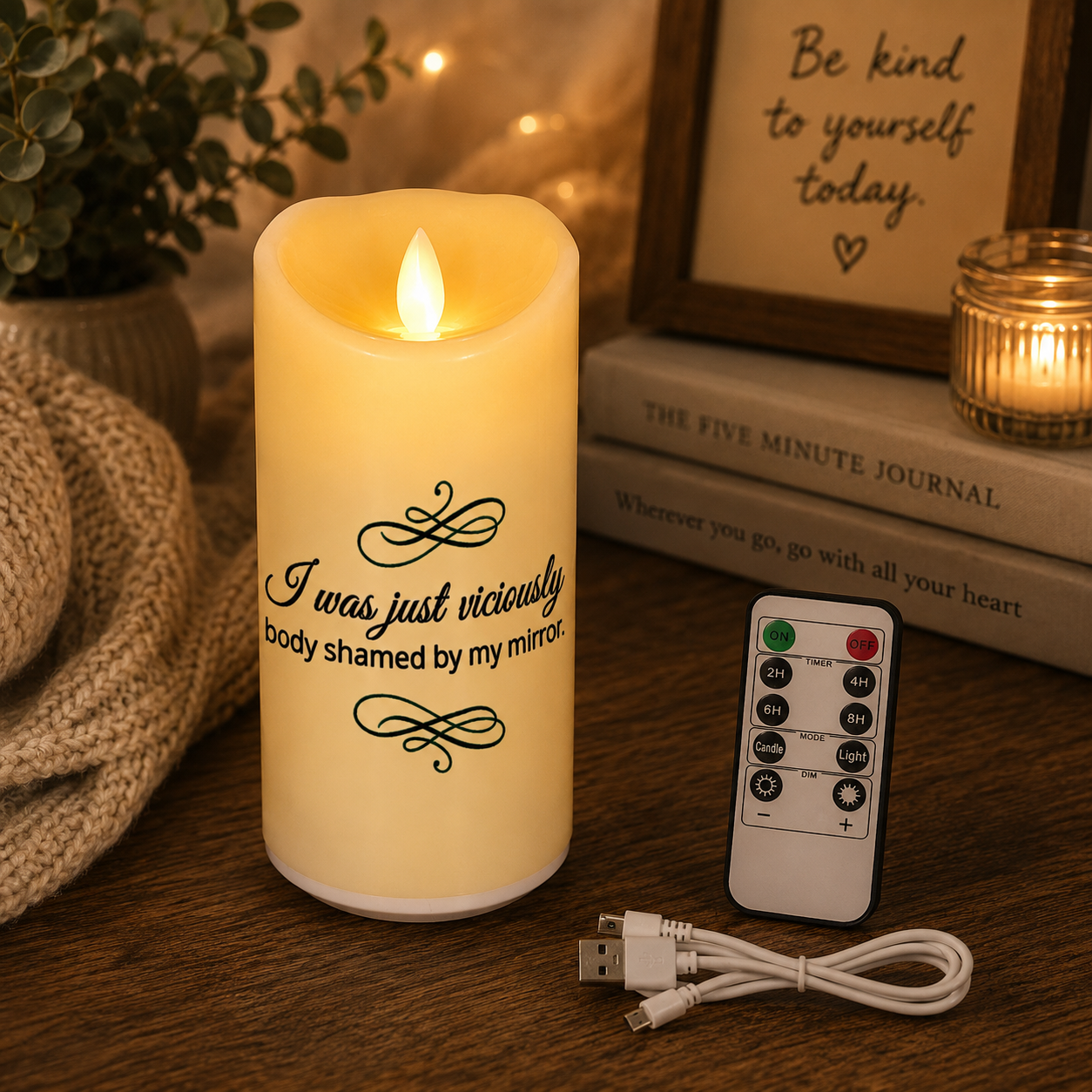 Flameless Led Candle w/Humorous Quotes