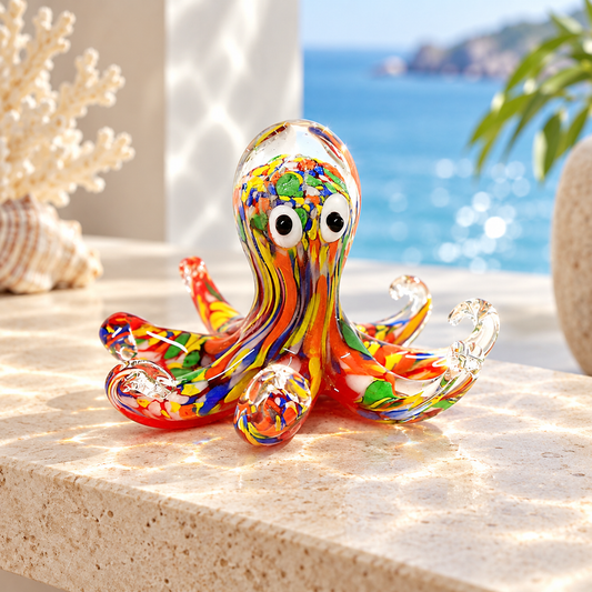 Murano-Style Glass Octopus Art Figurine