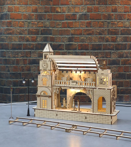 3D Wooden Puzzle 170pc DIY Railway Station Model Kit