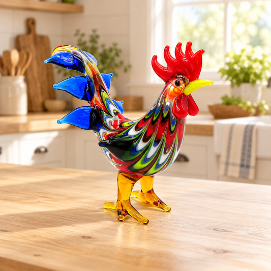 Murano-Style Glass Rooster