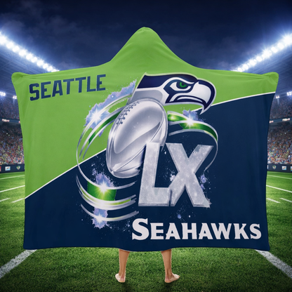 Superbowl LX - Seattle Seahawks Hooded Blanket