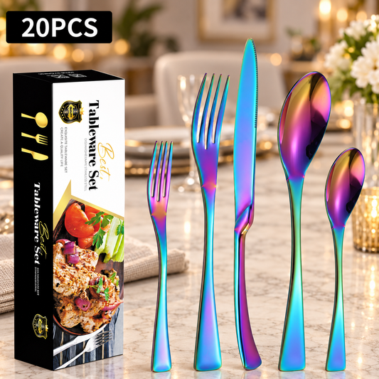 20pc Minimalist-inspired Stainless Steel Tableware Set