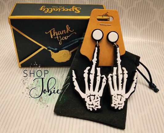 Skeleton Flip Off Earrings