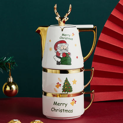 Stacking Holiday Tea Set - Elk Topper