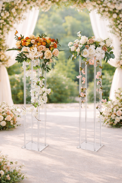 2pc Tall Wedding Acrylic Column Centerpiece Floral Display
