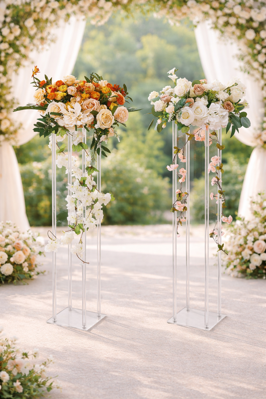 2pc Tall Wedding Acrylic Column Centerpiece Floral Display