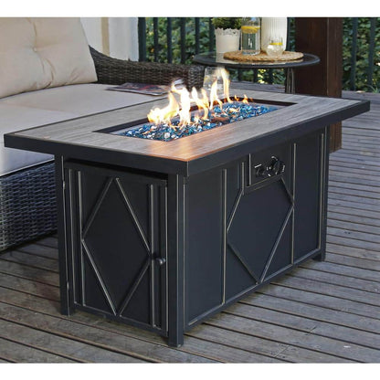 42 In. 60,000BTU Fire Pit Propane Gas Fire Pit Table Rectangular Tabletop