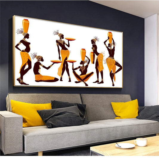 Abstract African Women Canvas Paintings on the Wall Poster and Print Modern Wall Art Picture for Living Room Decoration No Frame