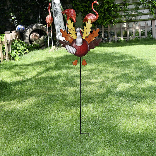 Metal Turkey Stake for Thanksgiving Fall Decorations 39" H Turkey Yard Stake Autumn Harvest Holiday Outdoor Garden Yard Turkey Decor