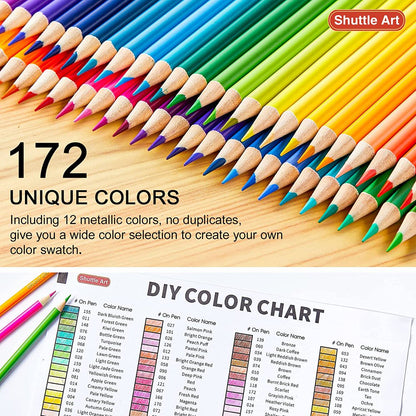172 Colored Pencils,  Soft Core Color Pencil Set for Adult Coloring Books Artist Drawing Sketching Crafting