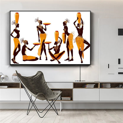 Abstract African Women Canvas Paintings on the Wall Poster and Print Modern Wall Art Picture for Living Room Decoration No Frame