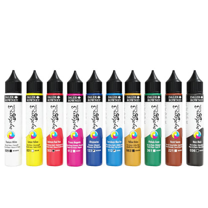 System 3 Fluid Acrylic Introduction Set, 29.5Ml Bottles, 10 Colors