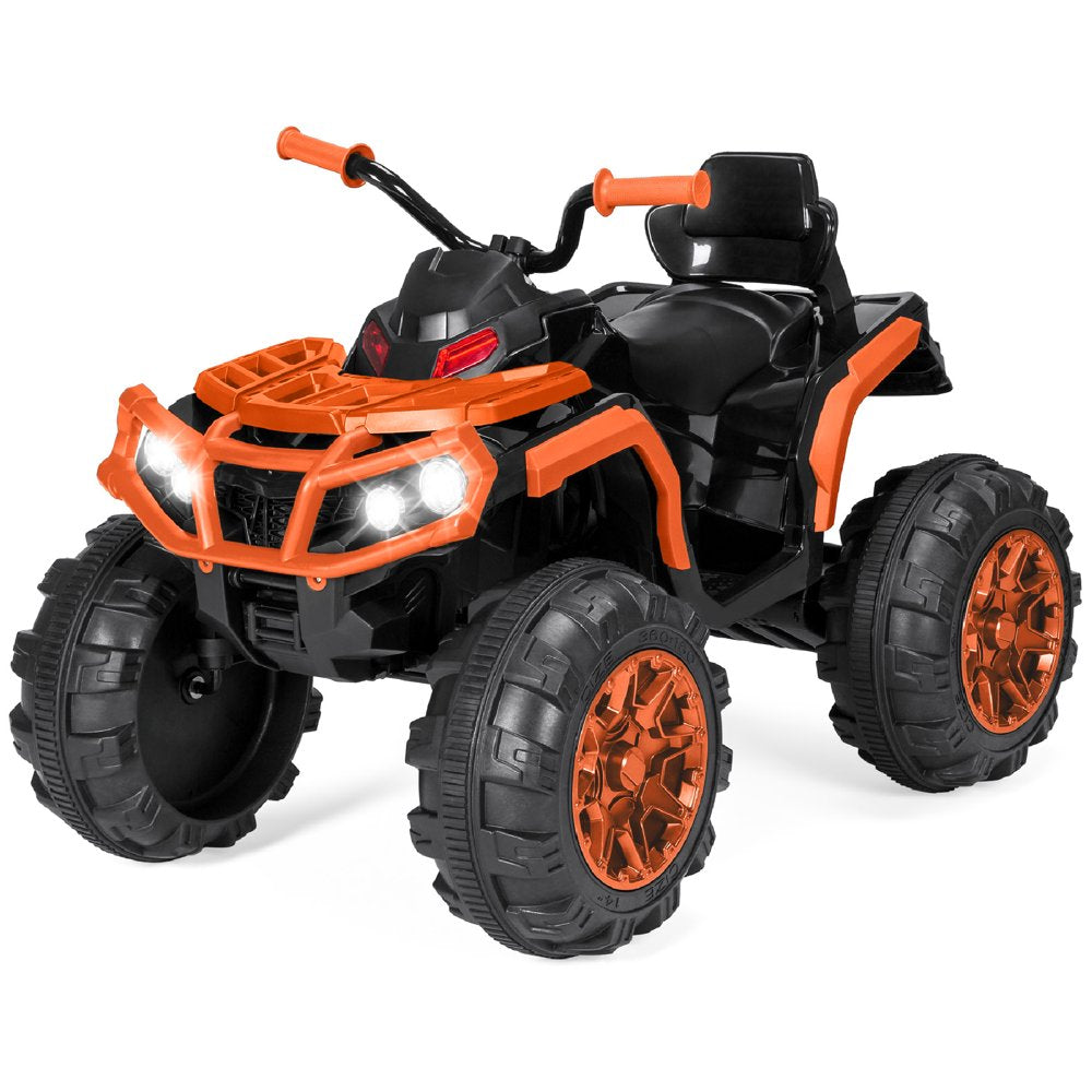 12V Kids Ride-On ATV Quad W/ Bluetooth, 3.7Mph Max, Treaded Tires, LED Lights, Radio - Orange