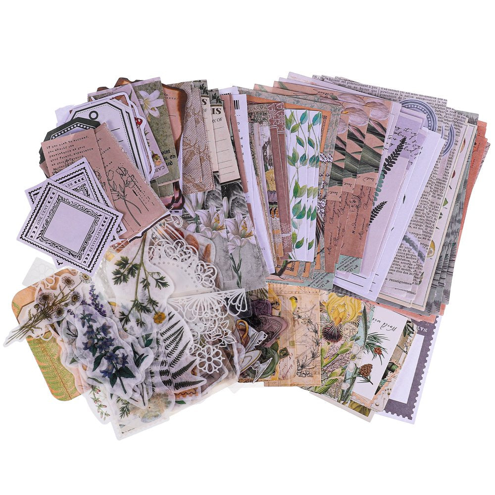 260 Pcs Vintage Scrapbooking Stickers and Paper, DIY Washi Stickers, Scrapbooking Stuff for Adults and Kids, Nature Antique Paper Stickers Retro Decorative Decals for Art Journaling(Nature)