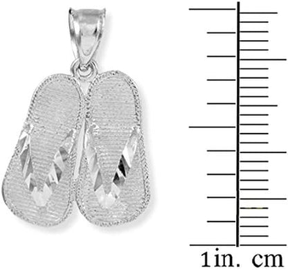 925 Sterling Silver 3D Flip Flops Summer Charm Sandal Pendant Necklace