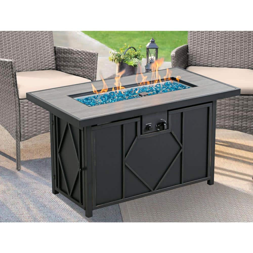 42 In. 60,000BTU Fire Pit Propane Gas Fire Pit Table Rectangular Tabletop