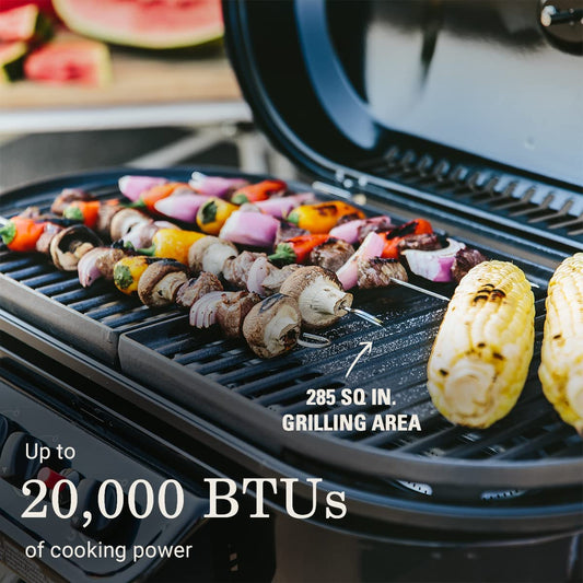 Roadtrip 285 Portable Propane Gas Grill - 20,000 BTU Grilling Power, 3 Adjustable Burners, 285 Sq in Cooking Area