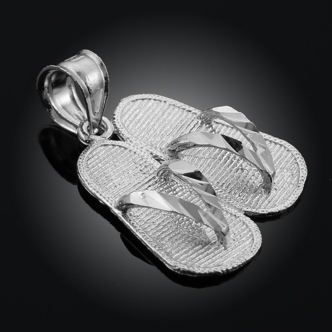 925 Sterling Silver 3D Flip Flops Summer Charm Sandal Pendant Necklace