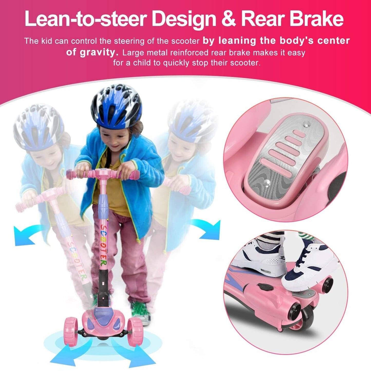 3 Wheel Scooter for Kids, Toddler Scooter with Bluetooth Music Speaker Steam ...