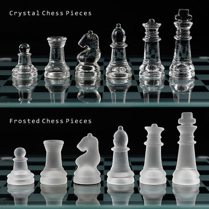 Craft Crystal Glass Luxury Chess Set Acrylic Chess Board Anti-Broken Elegant Glass Chess Pieces Board Game Family Chess Game Set