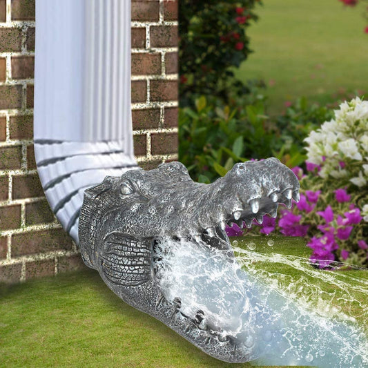 Alligator Downspout Crocodile Garden Statues Gutter Guardian Rain Downspout Extension Outdoor Statues Garden Decorations,10"X7.5"X6" (Fits Standard Rectangular Downspouts up to 2" X 3")