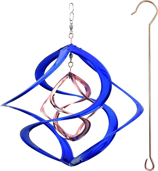 91093 14-Inch Cosmix Helix Wind Spinner, Deluxe with Hanger Blue & Copper Finish