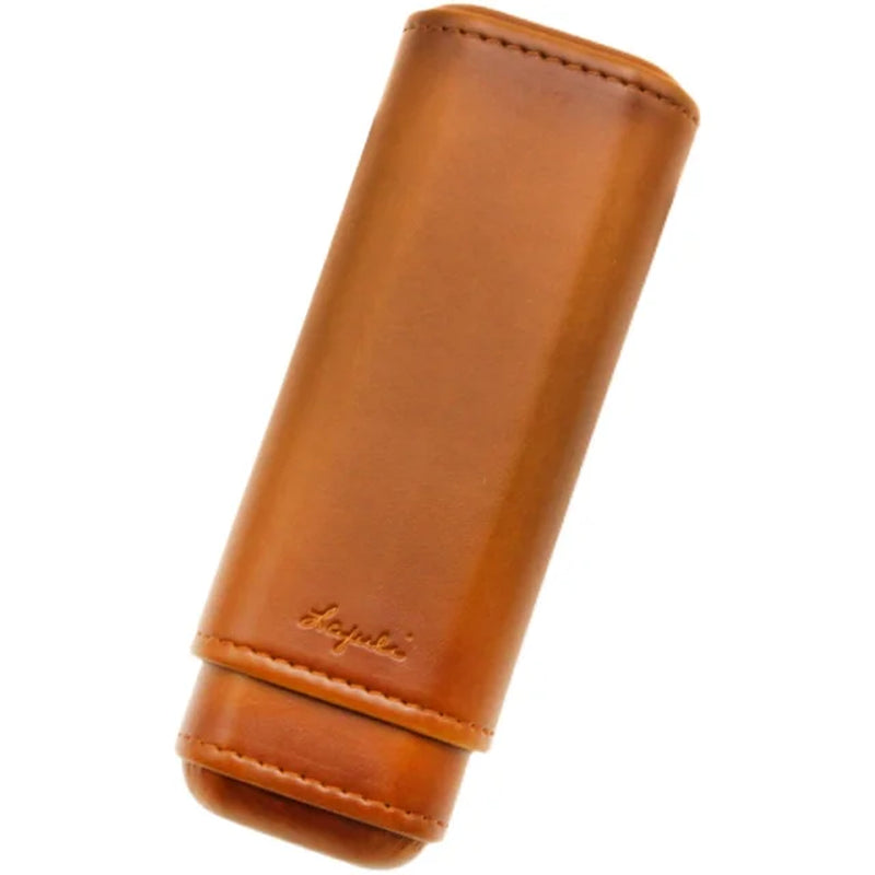 Ciguard Portable Brown Leather Cedar Cigar Case for 2 Tubes